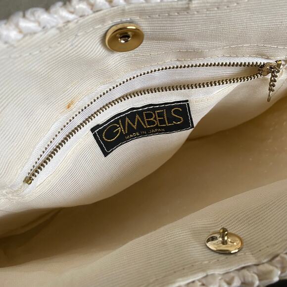 Gimbels Straw Bamboo Handle Handbag Purse - Picture 6 of 7